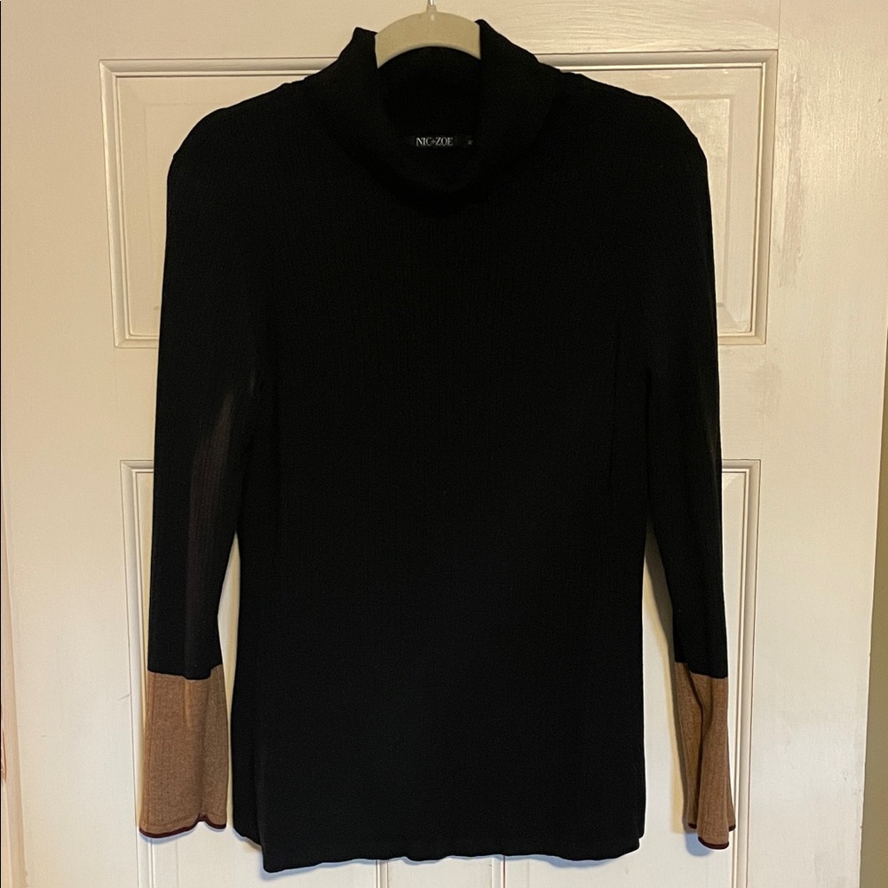 NIC+ZOE Black Knit Turtleneck Sweater